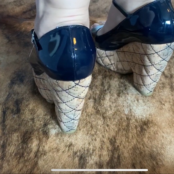 Chanel Patent Leather Cork Wedge Espadrille Platform - Picture 2 of 4